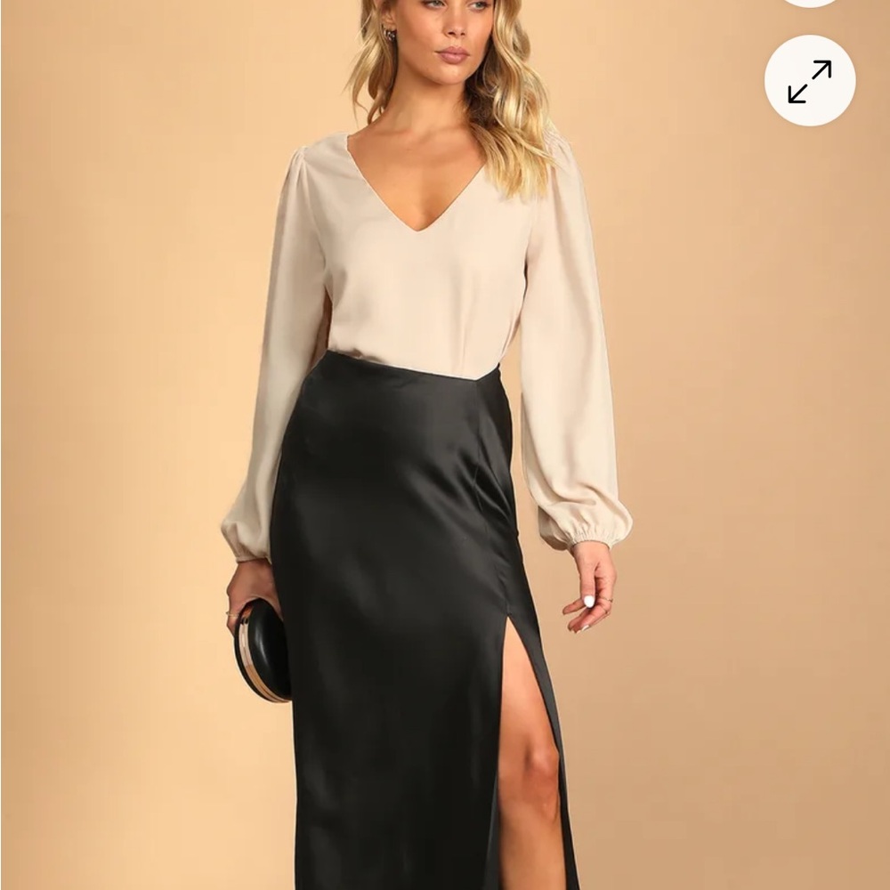 Lulu's Cream Tan Maxi Slip Blouse for Cocktail